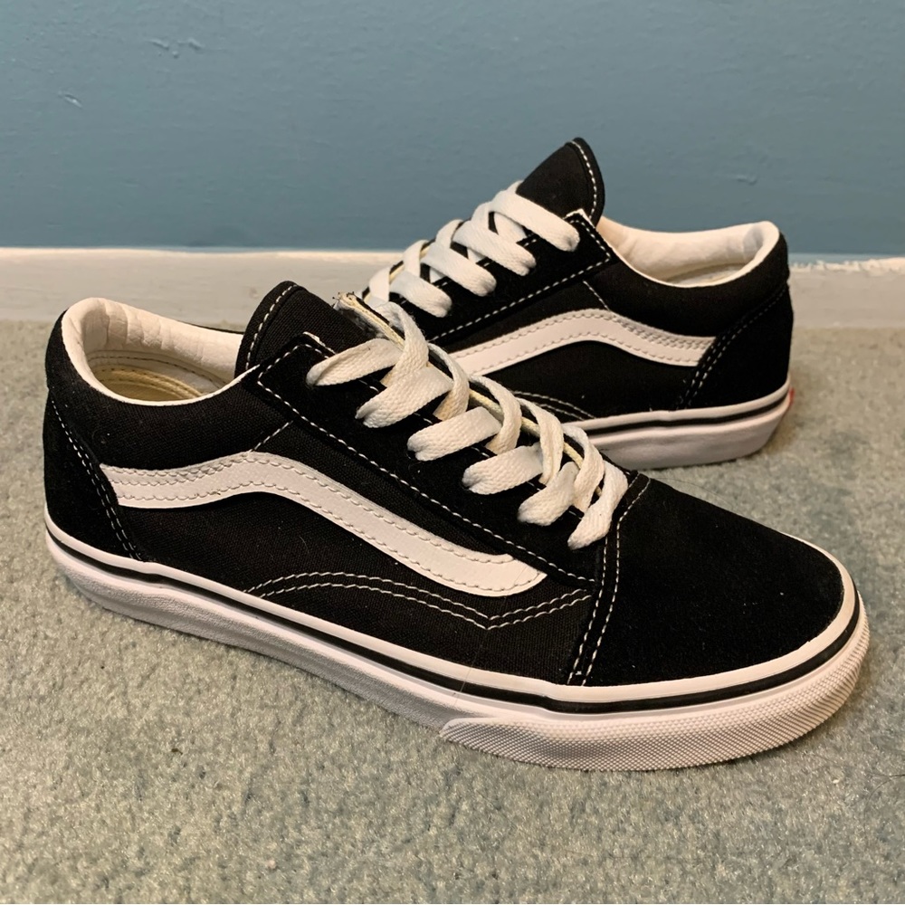 Pre-owned Kids Vans Off the Wall Black & White Lace-Up Classic Sneakers Sz 3